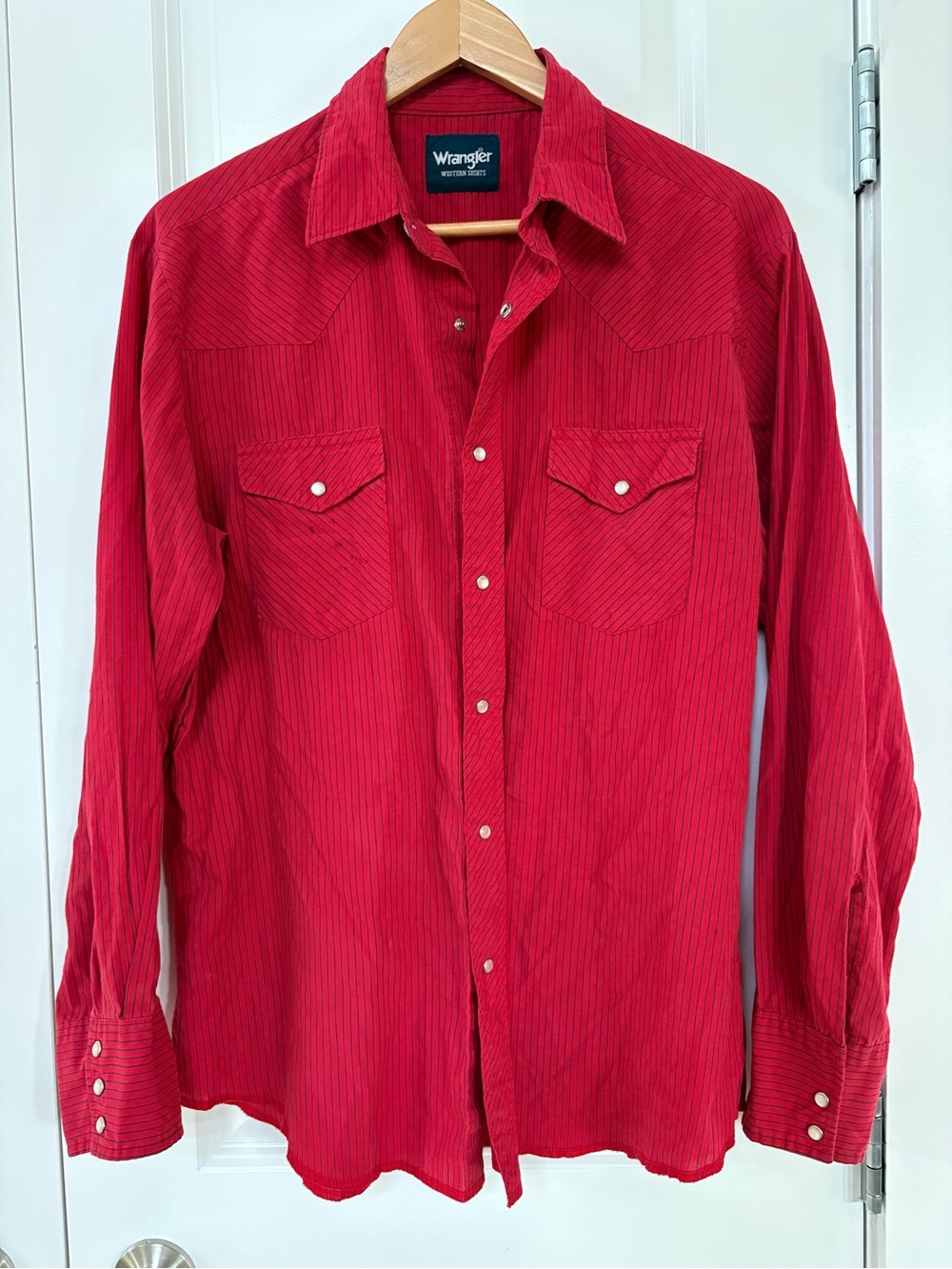 Wrangler Men’s Red Western Snap-Front Shirt Cowboy Rancher